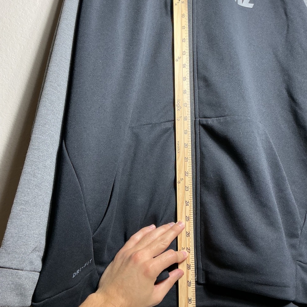 Nike Full Zip Hoodie Mens XXL Black Grey Dri-FIT Raglan Training Jacket Hood - Picture 6 of 8